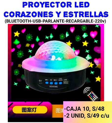PROYECTOR LED CORAZON y ESTRELLAS