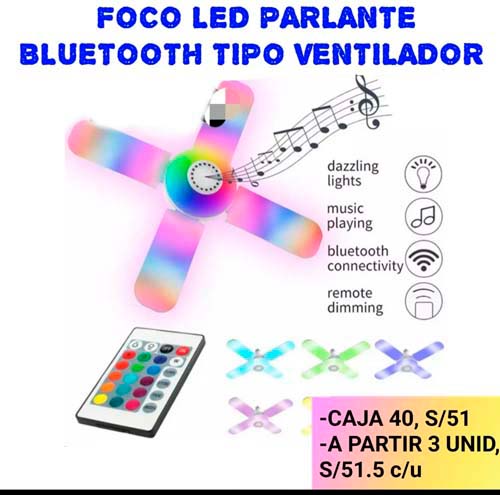 FOCO PARLANTE BLUETOOTH T/ VENTILADOR
