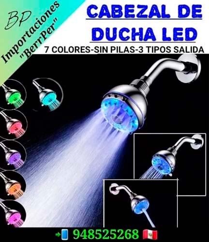 cabezal ducha c/ luz rgb con 3 salidas