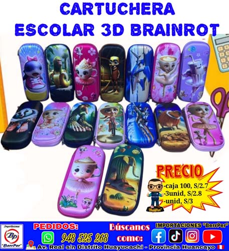 CARTUCHERA ESCOLAR 3D BRAINROT
