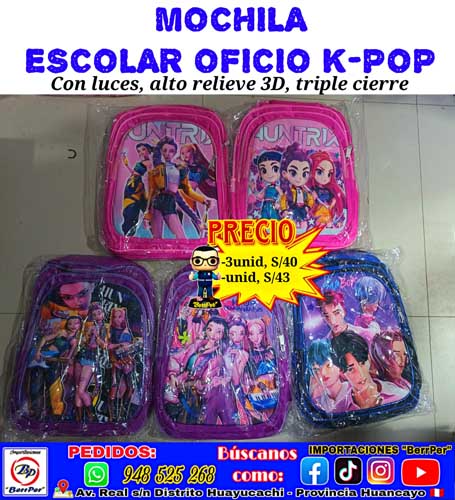 MOCHILA ESCOLAR OFICIO K-POP