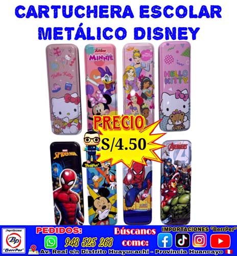 CARTUCHERA ESCOLAR METALICO DISNEY