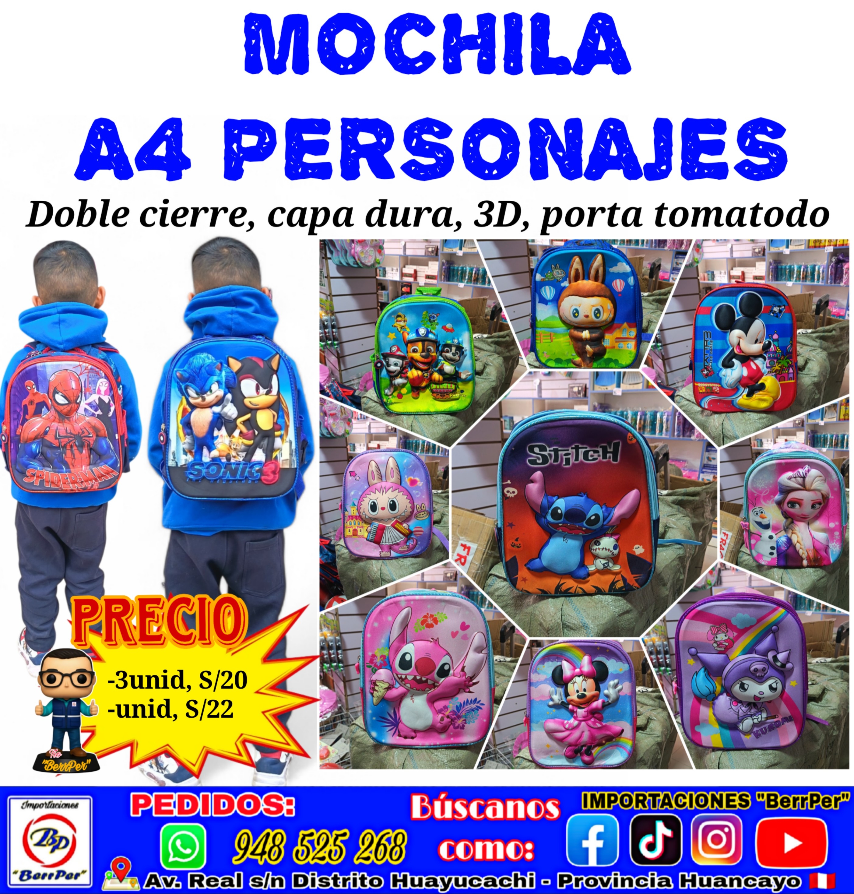 MOCHILA A4 PERSONAJE