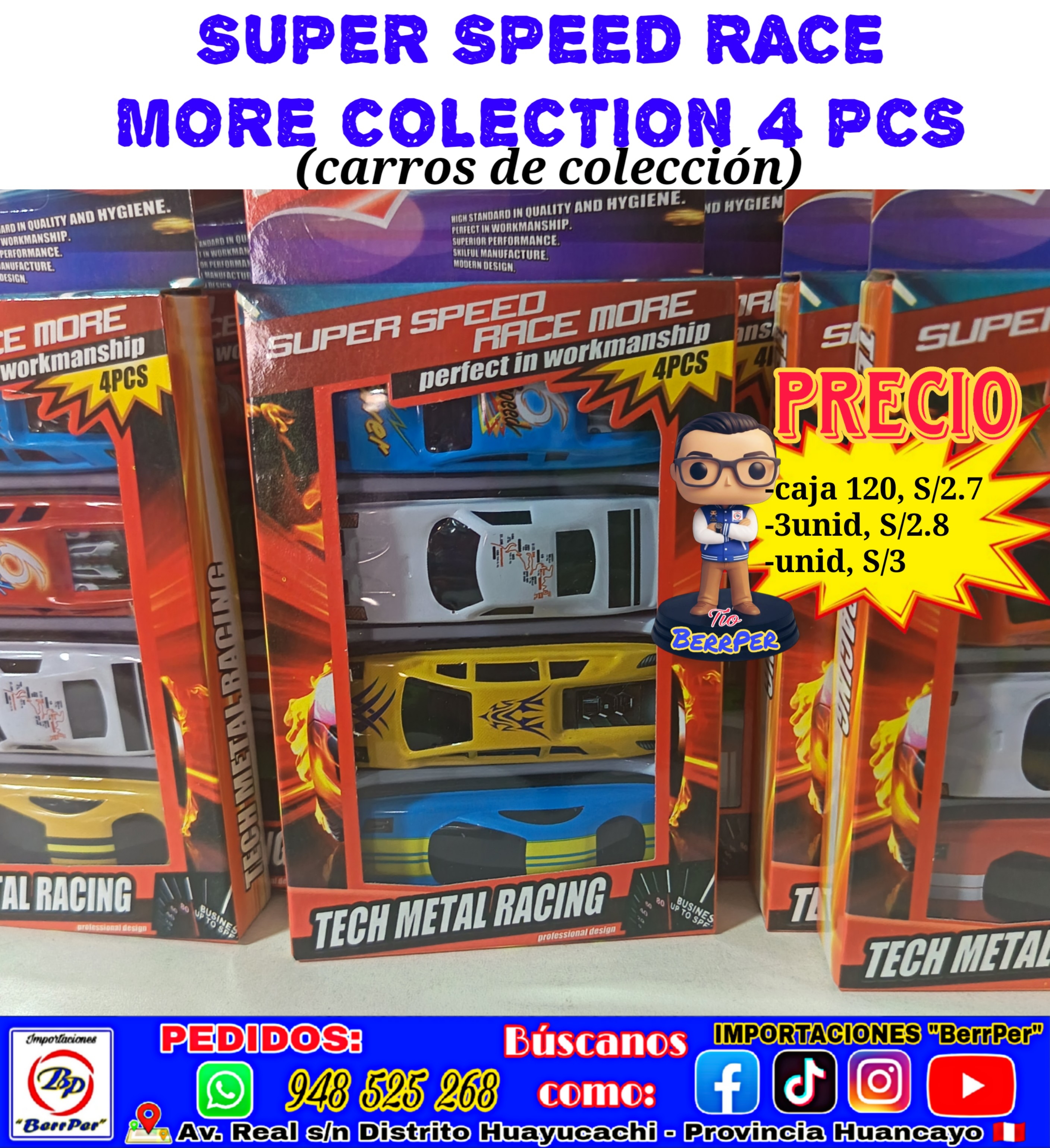 SUPER SPEED RACE MORE COLECTION 4 PCS (carros de colección)