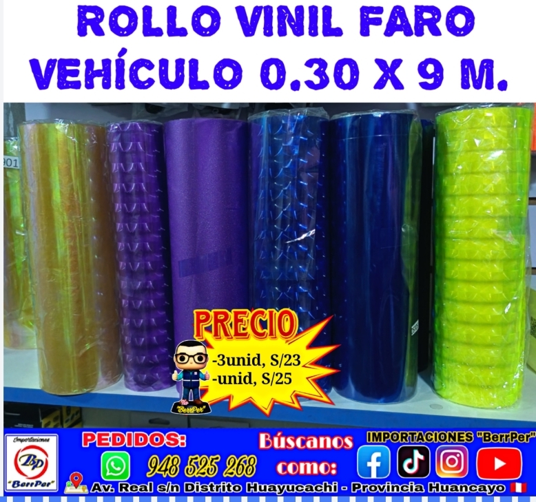 ROLLO VINIL FARO VEHICULO 0.30 x 9 m.