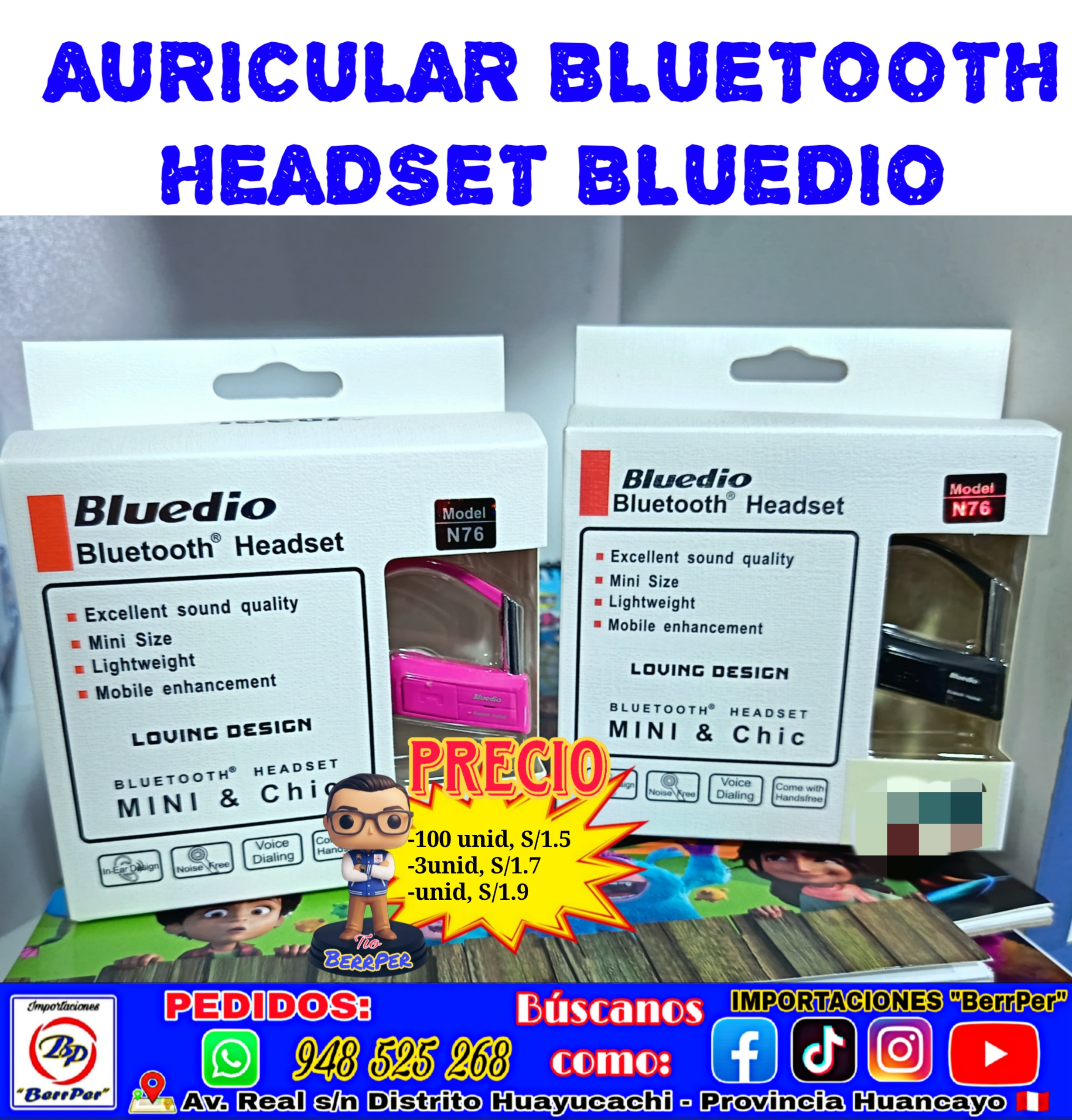 AURICULAR BLUETOOTH HEADSET BLUEDIO