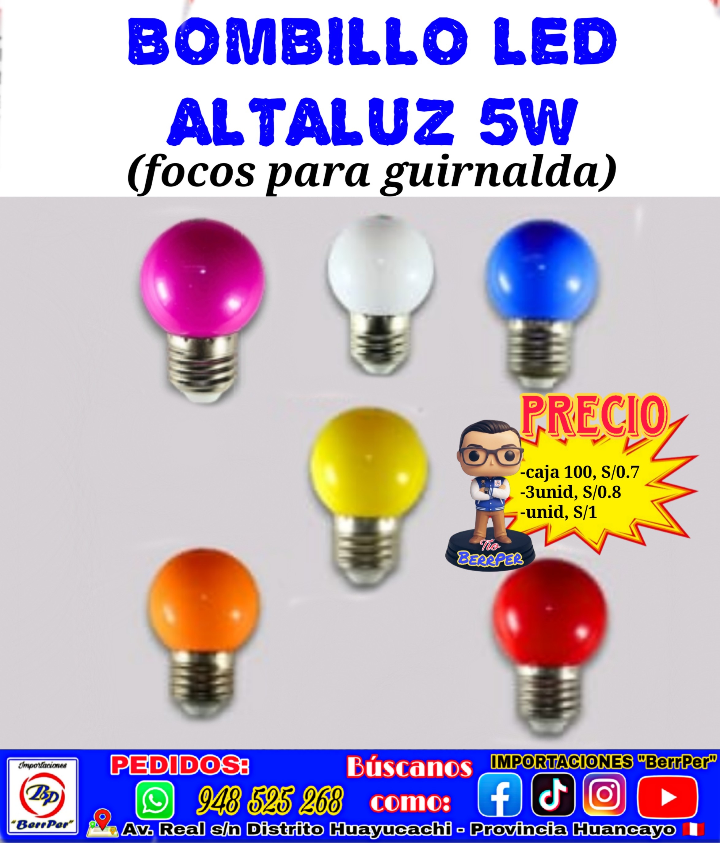 BOMBILLO LED ALTALUZ 5W (FOCOS PARA GUIRNALDA)