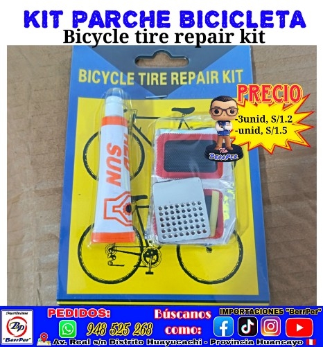 KIT PARCHE BICICLETA (bicycle tire repair kit)