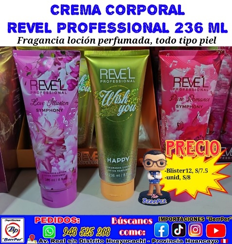 CREMA CORPORAL REVEL PROFESSIONAL 236 ML (fragancia locion perfumada)