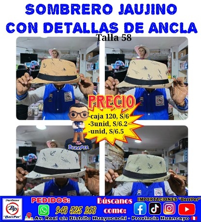 SOMBRERO JAUJINO CON DETALLES DE ANCLA