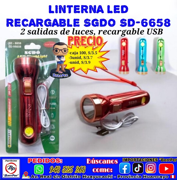 LINTERNA LED RECARGABLE SGDO SD-6658