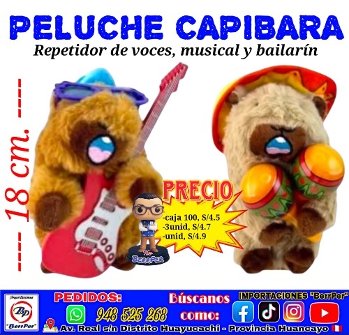 PELUCHE CAPIBARA (repetidor de voces, musical y bailarin)