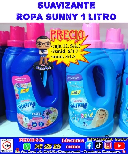SUAVIZANTE ROPA SUNNY 1 LITRO