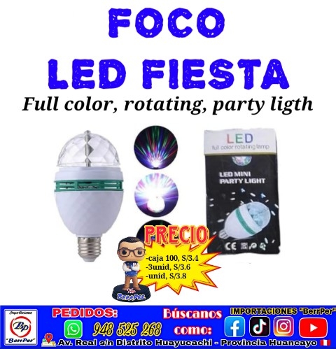 FOCO LED FIESTA (fulm color rotating, led party ligth)