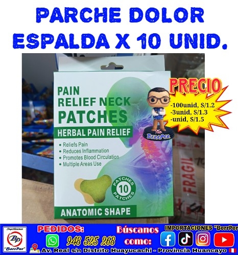 PARCHE DOLOR ESPALDA x 10 unid. (Pain relief neck patches herbal)