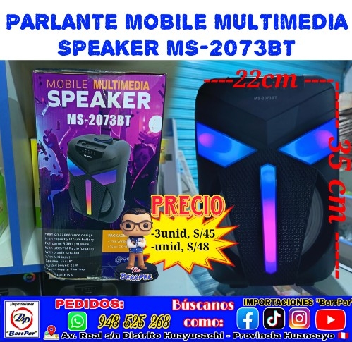 PARLANTE MOBILE MULTIMEDIA SPEAKER MS-2073BT