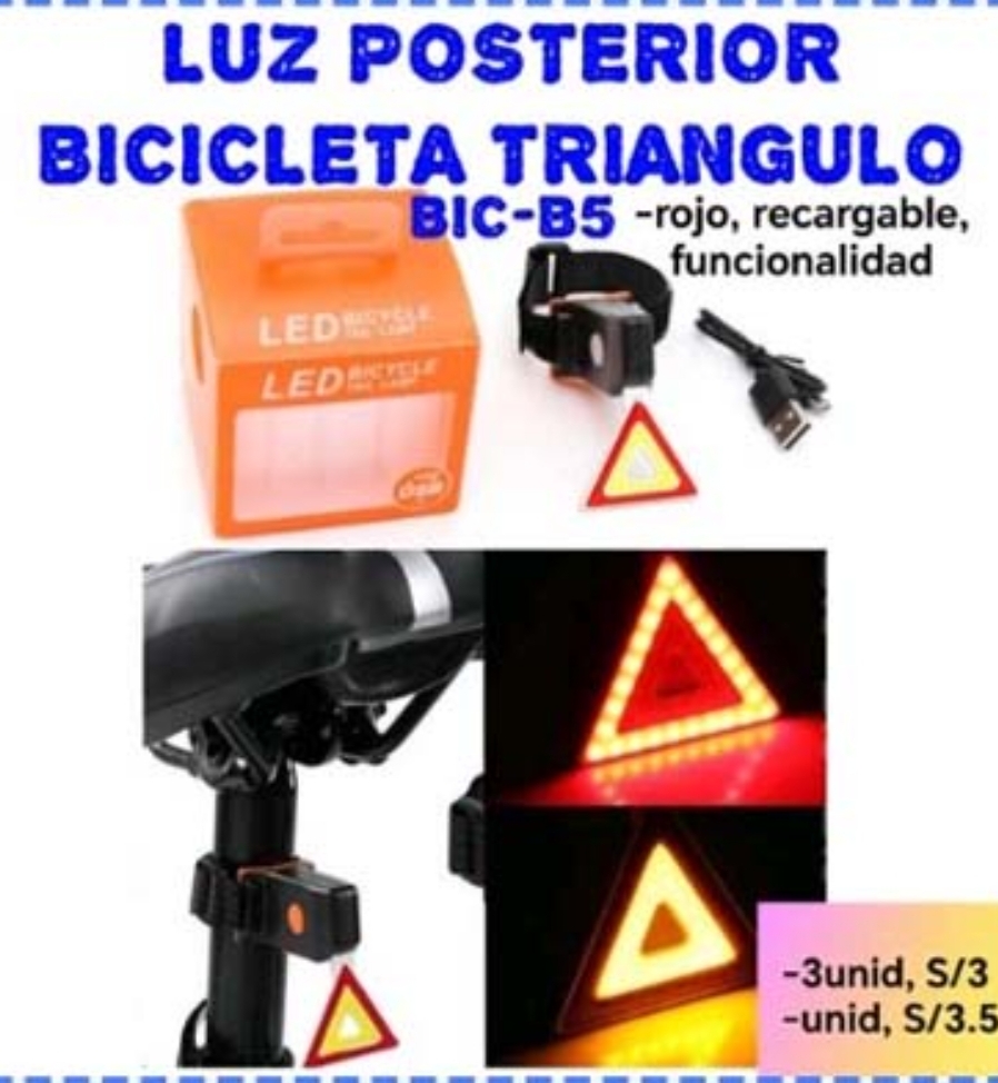 LUZ POSTERIOR BICICLETA TRIANGULO BIC-B5 LED BICYCLE TAIL