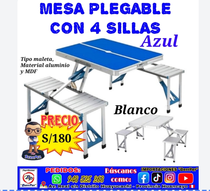 MESA PLEGABLE CON 4 SILLAS