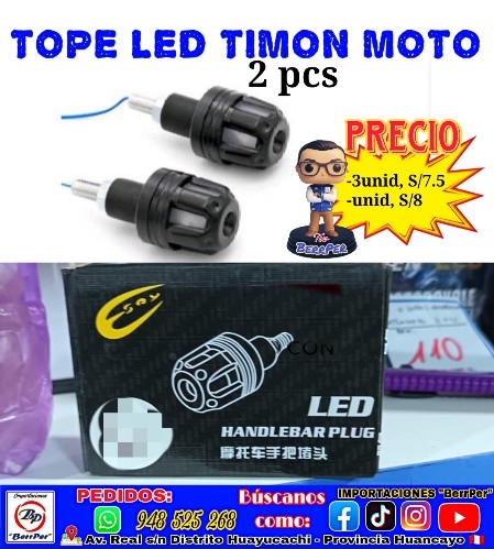 TOPE LED TIMON MOTO 2PCS (handlebar plug)
