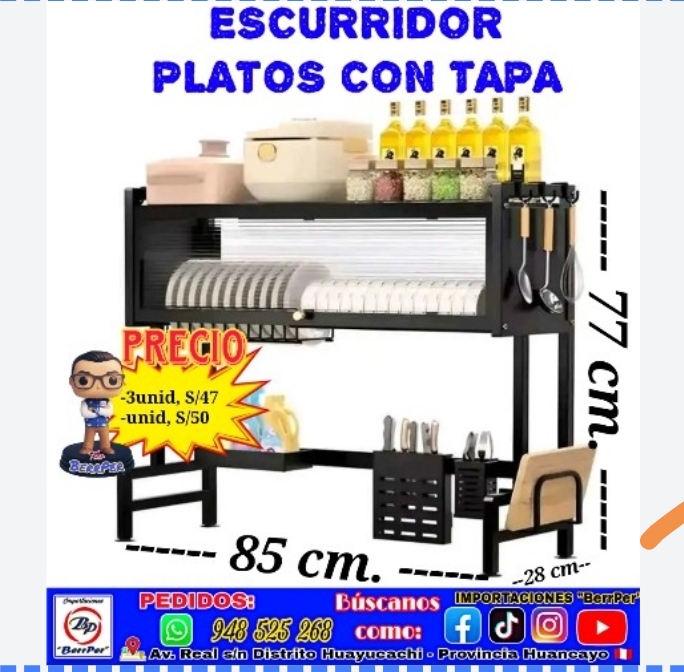 ESCURRIDOR PLATOS CON TAPA
