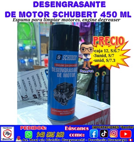 DESENGRASANTE DE MOTOR SCHUBERT 450 ML (espuma para limpiar motores, engine degreaser)