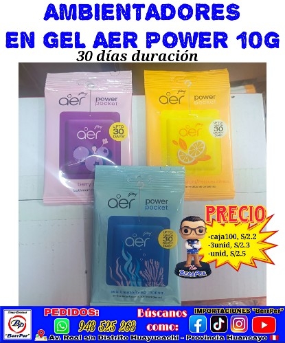 AMBIENTADOR EN GEL AER POWER 10G (30 dias, power pocket)