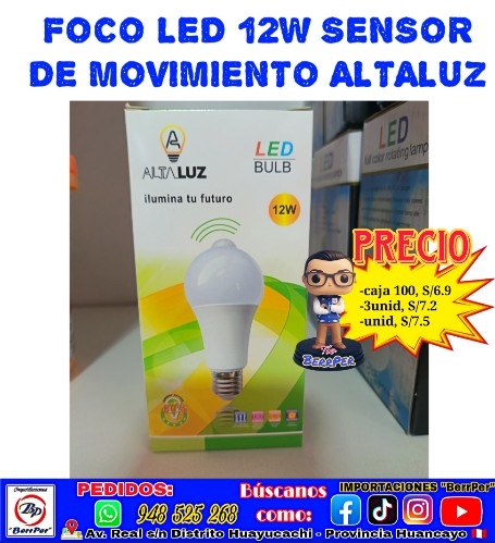 FOCO LED 12W SENSOR MOVIMIENTO ALTALUZ