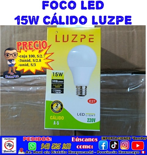 FOCO LED 15W CÁLIDO LUZPE