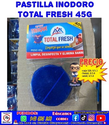 PASTILLA INODORO TOTAL FRESH 45G (Tanque, limpia, desinfecta)