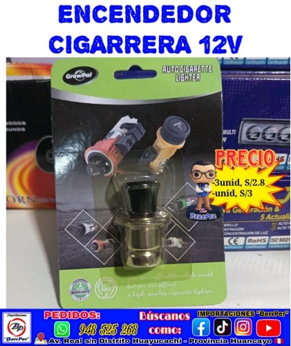 ENCENDEDOR CIGARRERA BK-12V (growpal  auto cigarette)
