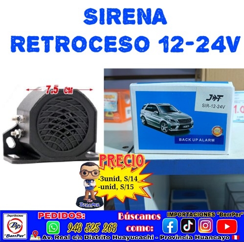 SIRENA RETROCESO 12-24V (back up alarm, sir-12-24v)
