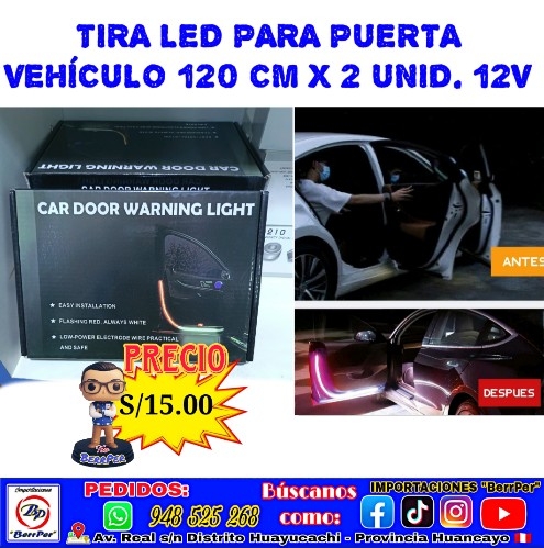 TIRA LED  PARA PUERTA DE VEHÍCULO 120 CM X 2 UNID  12V ( CAR Door warning light)