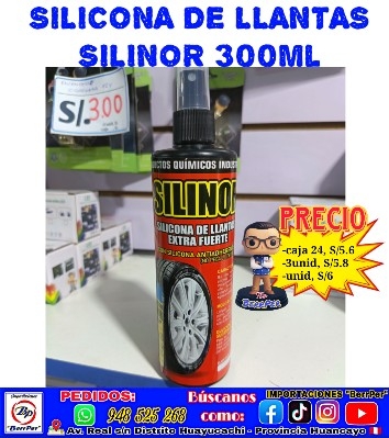 SILICONA DE LLANTAS SILINOR 300ML (extra fuerte, antiadherente)