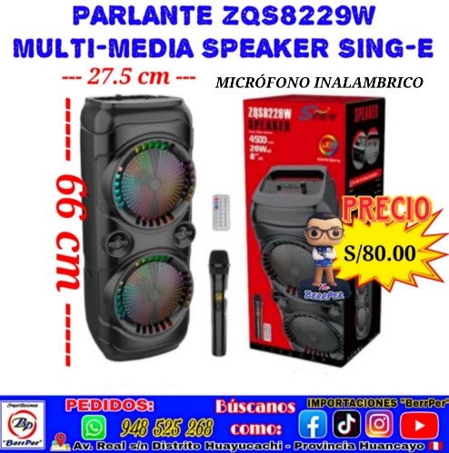 PARLANTE ZQS8229W MULTI-MEDIA SPEAKER SING-E (micrófono INALAMBRICO)