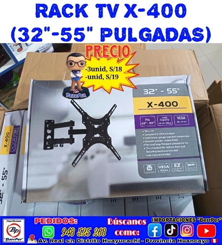RACK TV X-400 DE 32" A 55" PULGADAS