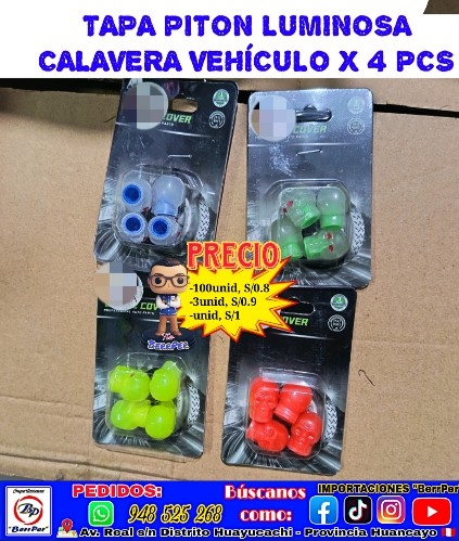 TAPA PITON CALAVERA LUMINOSA VEHÍCULO X 4 PCS (cover, led, kali)