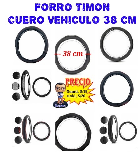 FORRO TIMON CUERO VEHICULO 38 CM. (auto, camioneta, combi) chen