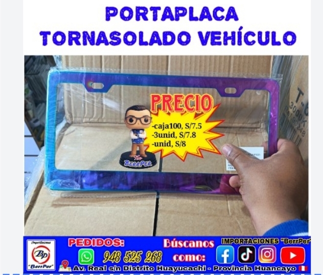 PORTAPLACA TORNASOLADO VEHICULO