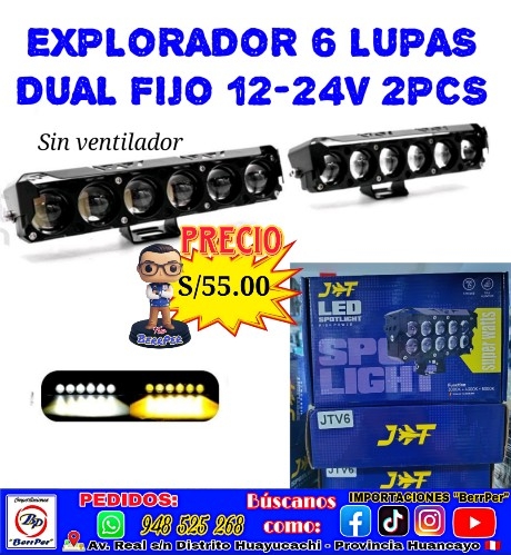 EXPLORADOR 6 LUPAS DUAL FIJO 12-24V 2PCS (jtv6, led spotlight, sin ventilador)