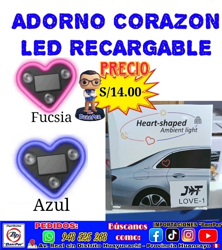 ADORNO CORAZON LED RECARGABLE (heart-shaped ambient light LOVE-1)