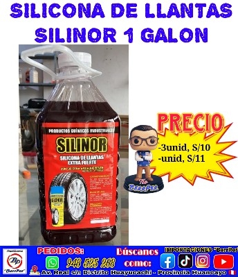 SILICONA DE LLANTAS SILINOR 1 GALON (extra fuerte, productos químicos)