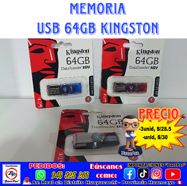 MEMORIA USB 64GB KINGSTON (DATATRAVELER, 101)