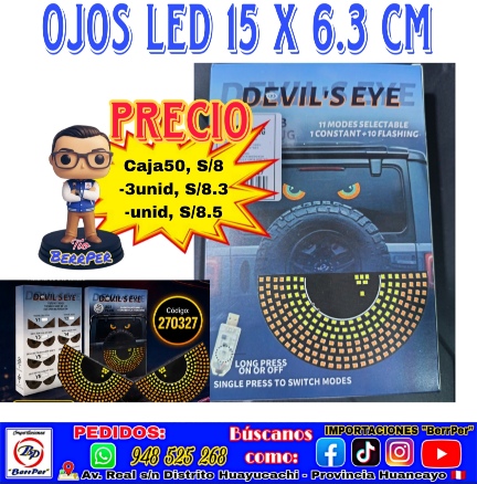 OJOS LED 15 X 6.3 CM (devil seye, 11 modes selectable single)