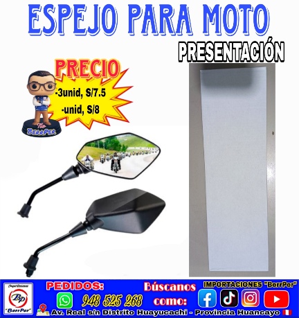 ESPEJO PARA MOTO (1 PAR) NEGRO