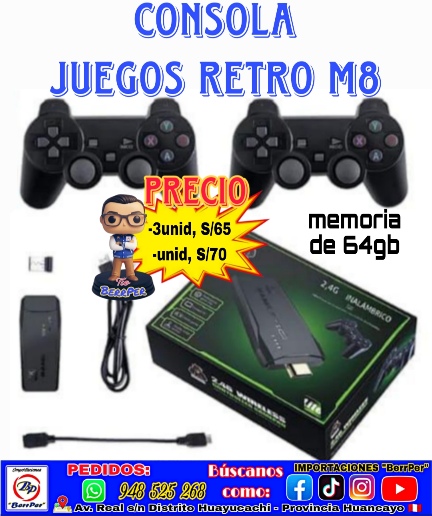 CONSOLA JUEGOS  RETRO M8 (2.4g wireless controller gamepad)