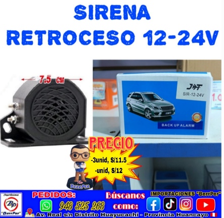 SIRENA RETROCESO 12-24V (back up alarm, sir-12-24v)