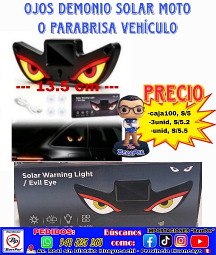 OJOS DEMONIO SOLAR MOTO O PARABRISA VEHÍCULO (warning light)