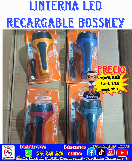 LINTERNA LED RECARGABLE BOSSNEY