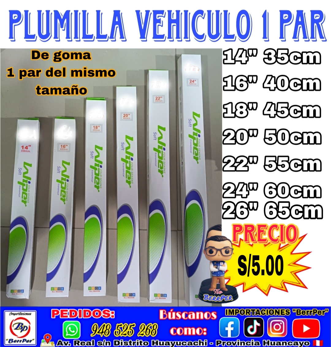 PLUMILLA 24" VEHICULO GOMA 1 par (chen, 60 cm, 600mm, wiper soft)
