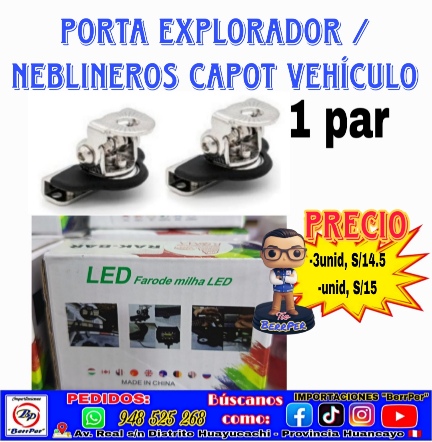 PORTA EXPLORADOR/NEBLINERO CAPOT VEHÍCULO 1 par (LED farode milha, RAK-BAR)
